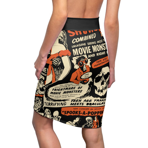 Terror Talk Shop Classic Horror Pencil Skirt