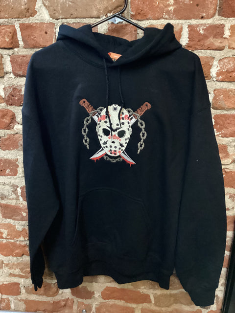 StichnStabs Embroidered Jason Hoodie Sweatshirt Black