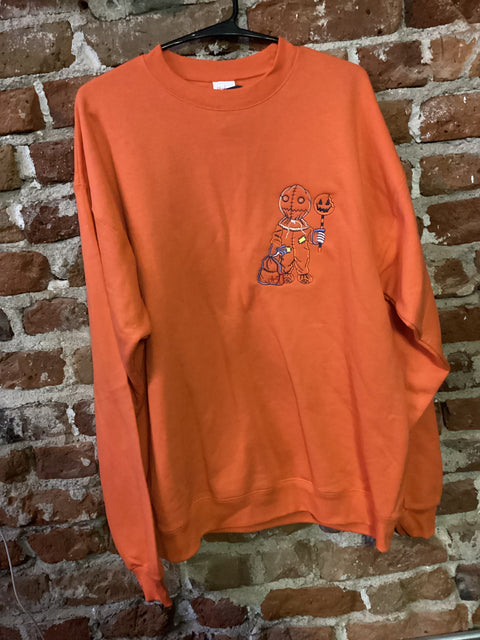 StitchnStabs Embroidered Sam Orange Crewneck