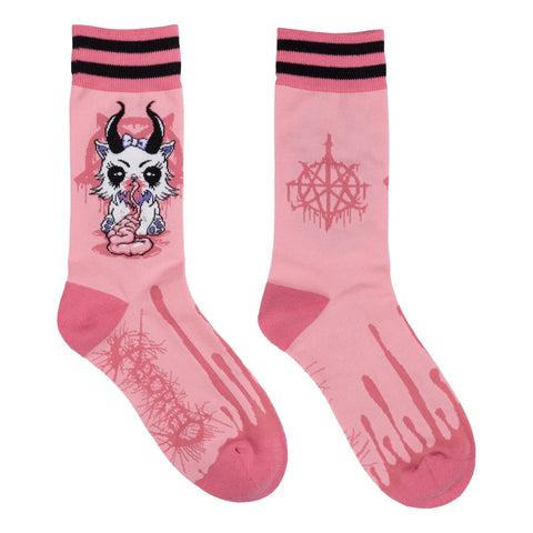 Foot Clothes Crew Socks Aborted Bubblegum Death Kitty