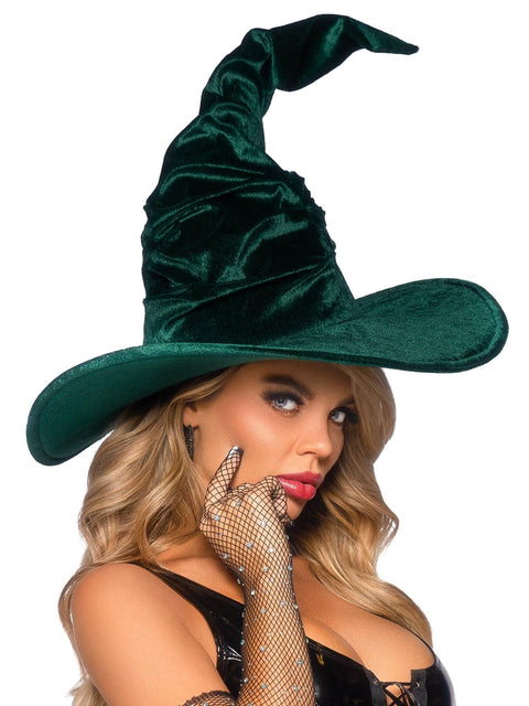Leg Avenue Emerald Velvet Witch Hat