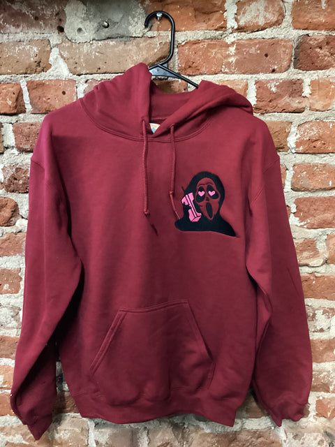 StitchnStabs Embroidered Scream Red Ghostface Hoodie