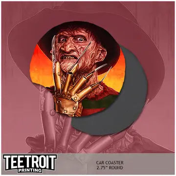 Teetroit Nightmare on Elm Street Horror Car Coaster