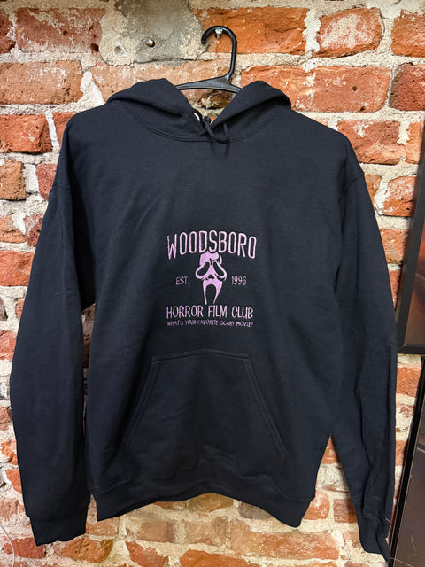 StitchnStabs Embroidered Purple Woodsboro Hoodie