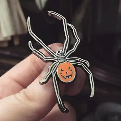 The Pickety Witch Jack-O-Lantern Spider Pin