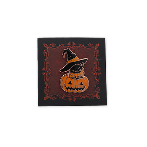 The Pickety Witch Pumpkin Kitten Pin