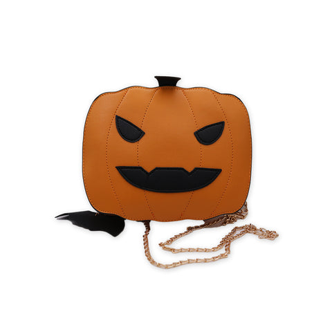 Orange Pumpkin Face Crossbody Bag