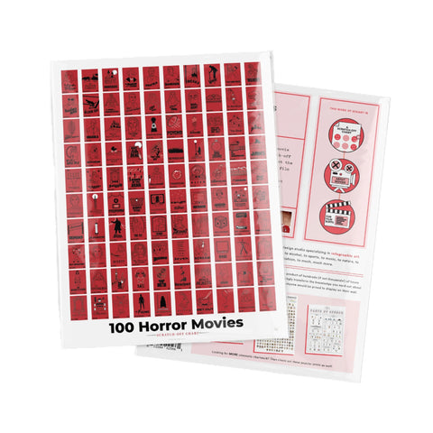 100 Horror Movie Scratch-off Poster