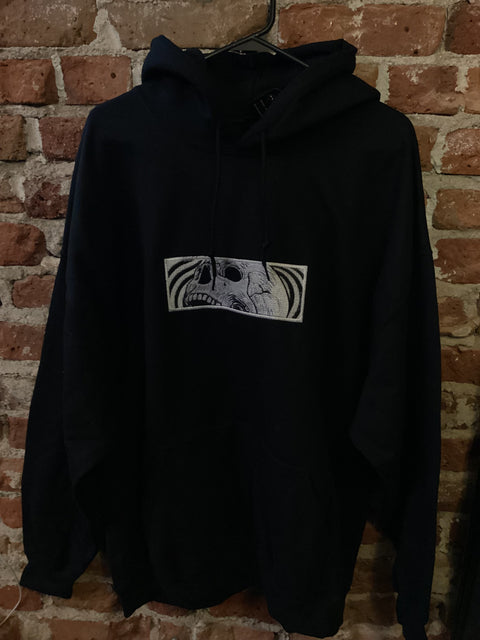 StitchnStabs Embroidered White Skull Hoodie