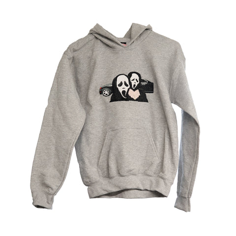 StitchnStabs Embroidered Scream Car Youth Hoodie