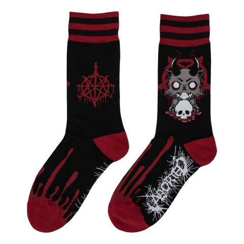Foot Clothes Crew Socks Aborted Death Kitty