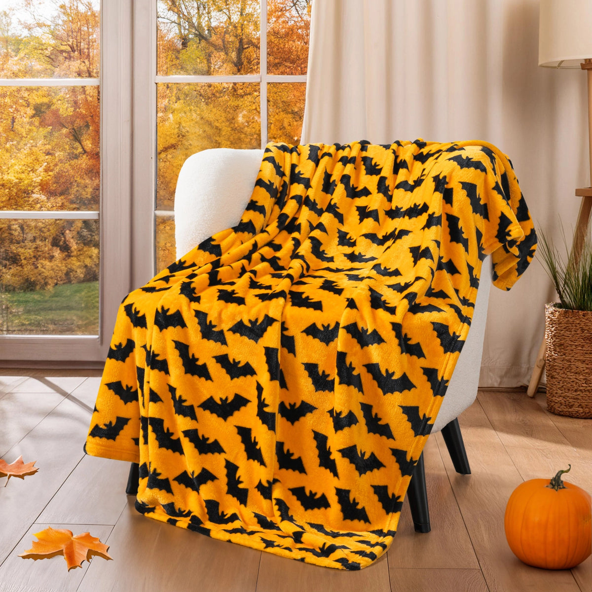 Halloween Bats Fleece Throw