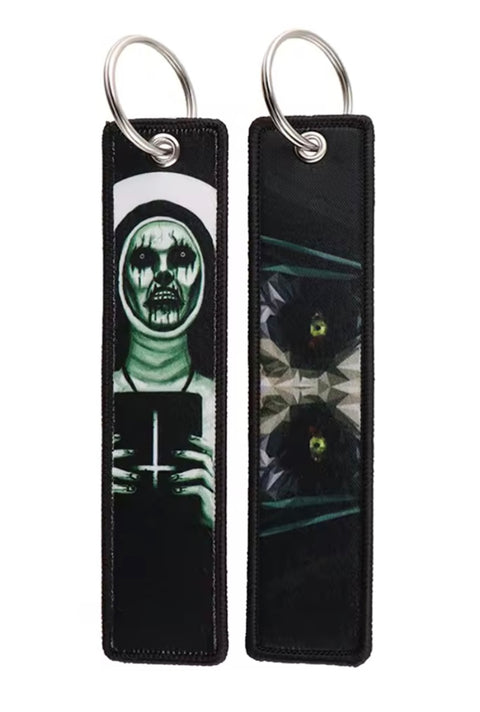 The Nun Embroidered Keychain Jet Tag