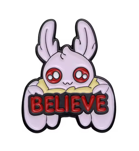 Cute Pink Mothman Believe Pin