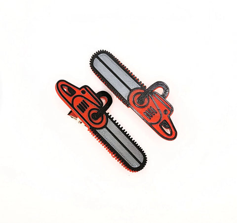 Pinza para el pelo con diseño de motosierra roja Printy Vibes