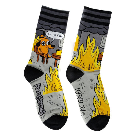 Foot Clothes Crew Socks This is Fine: Noir Edition