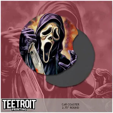 Teetroit Ghostface Horror Car Coaster