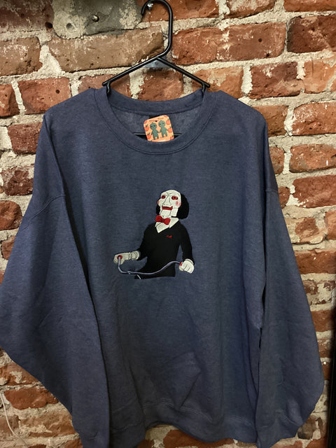 StitchnStabs Embroidered Billy the Puppet Crewneck