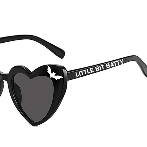 Wickedly Divine Goth Heart-Shaped Sunglasses Bats