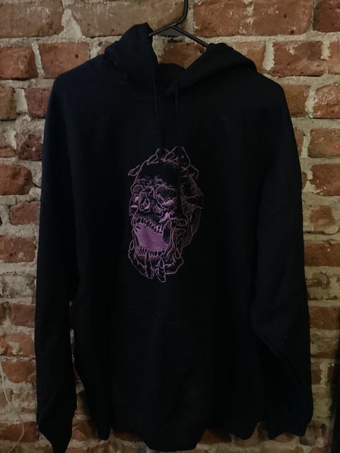 StitchnStabs Embroidered Purple Claw Skull Hoodie