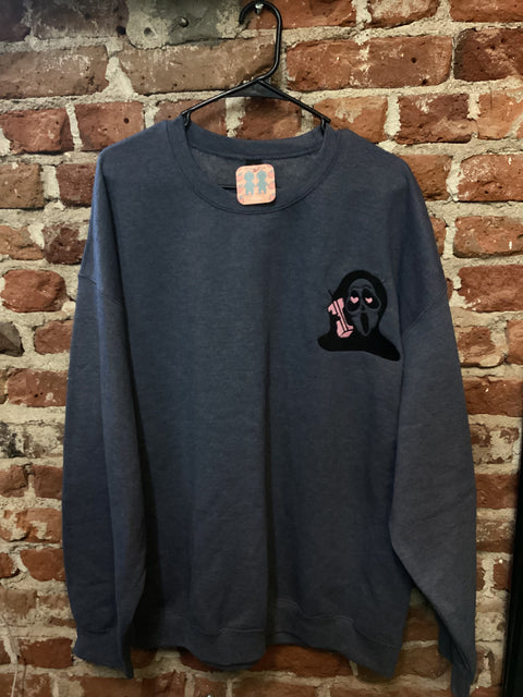 StitchnStabs Embroidered Cutesy Ghostface Crewneck