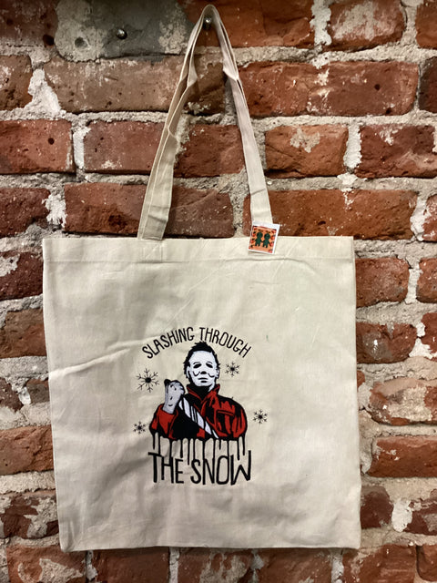StitchnStabs Embroidered Slashing Through the Snow Tote