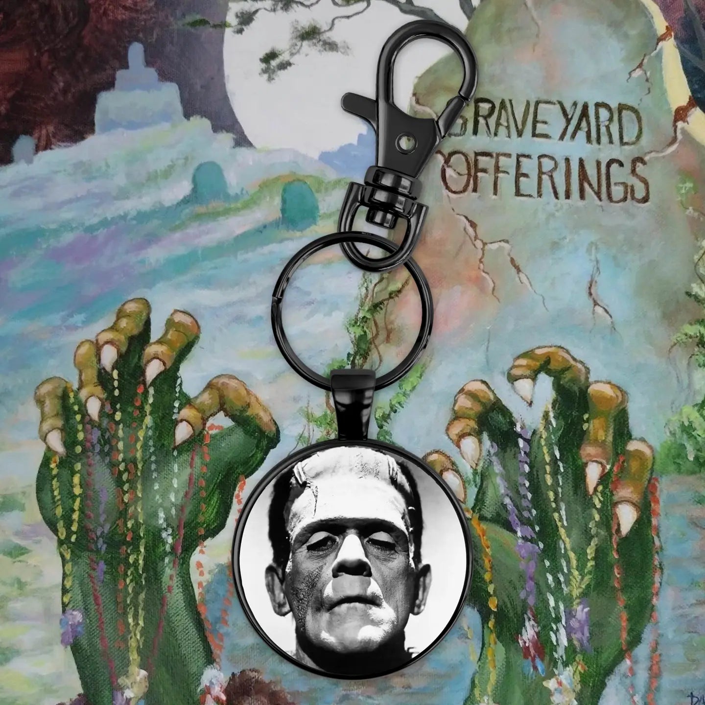 Llavero de Frankenstein de Ofrendas del Cementerio
