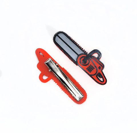 Pinza para el pelo con diseño de motosierra roja Printy Vibes