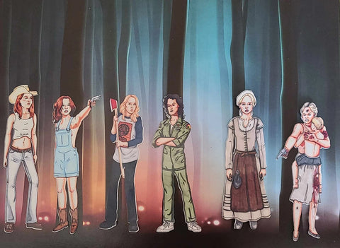 El arte de Jenn Wakely: Set de 3 pegatinas finales de "Chicas de terror"