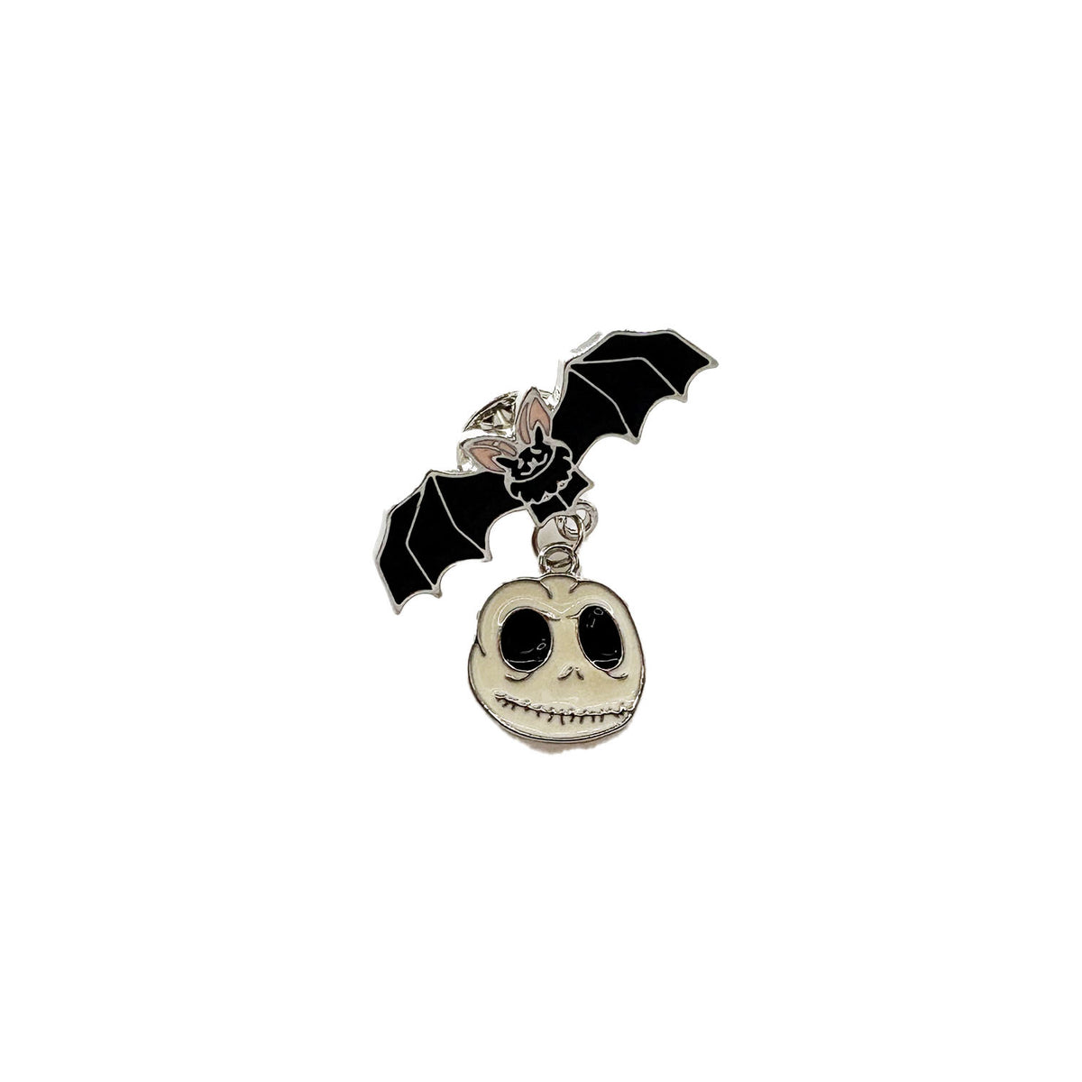 Black Bat with Jack Skellington Charm Pin