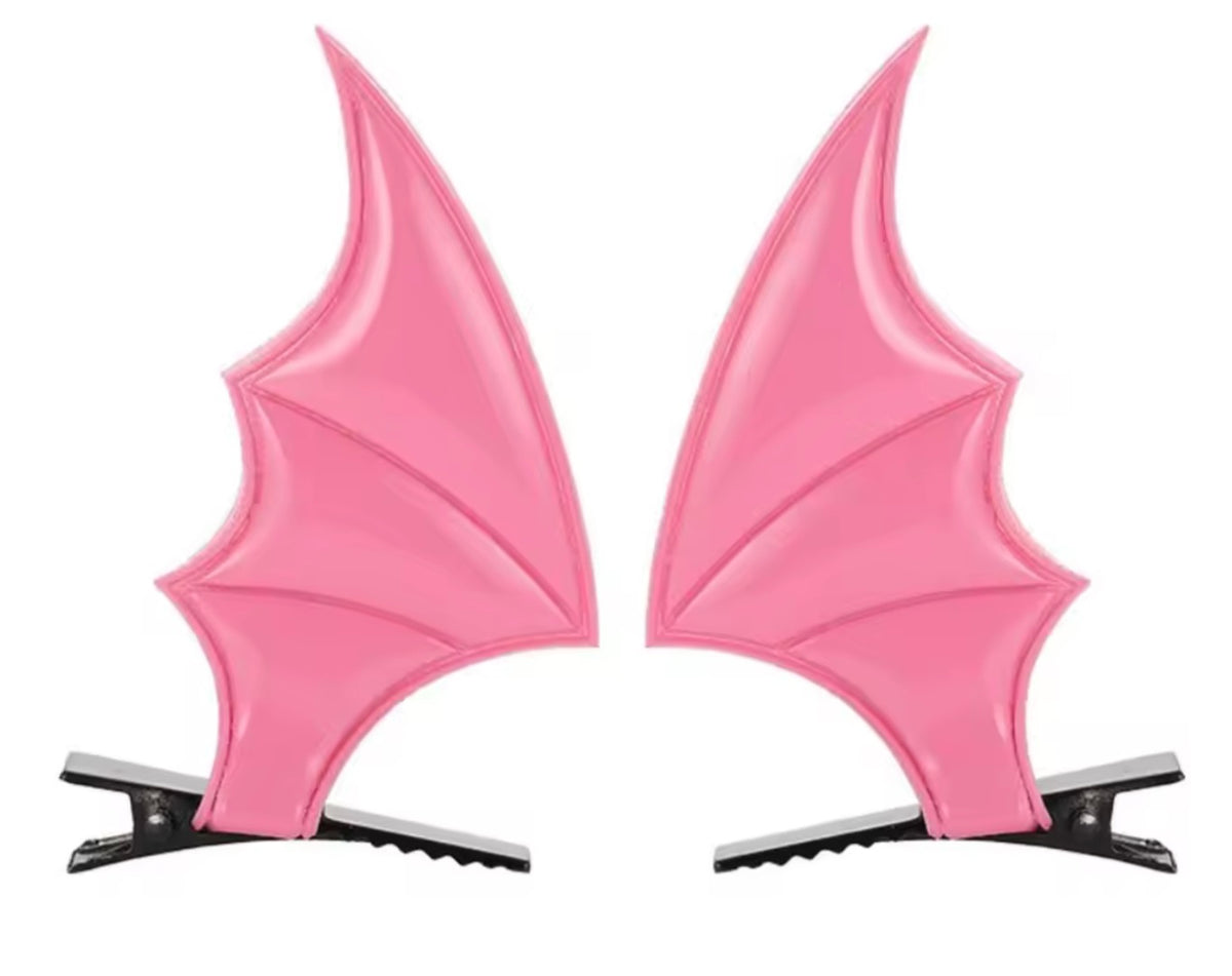 Pink Bat Wings Hairclips
