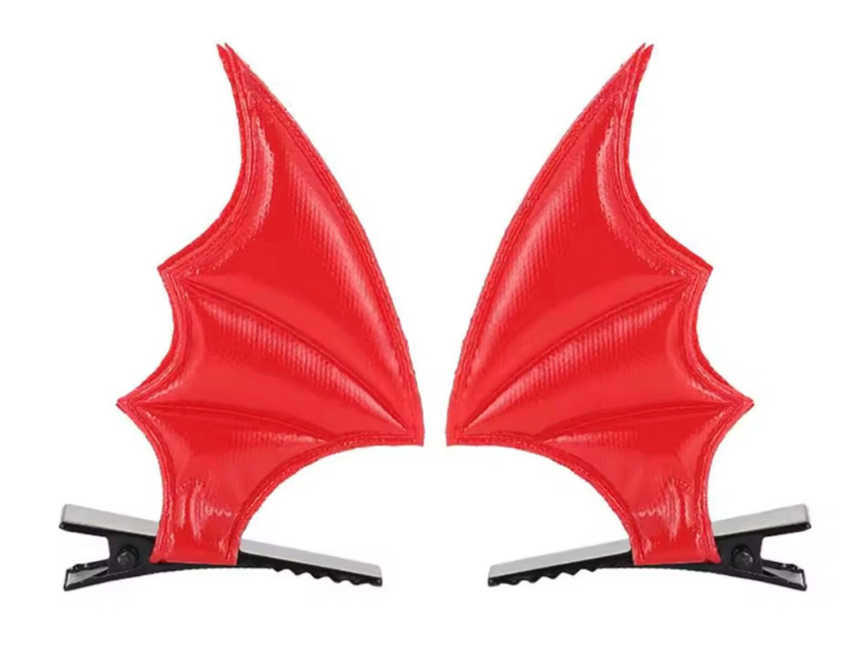 Red Bat Wings Hairclips