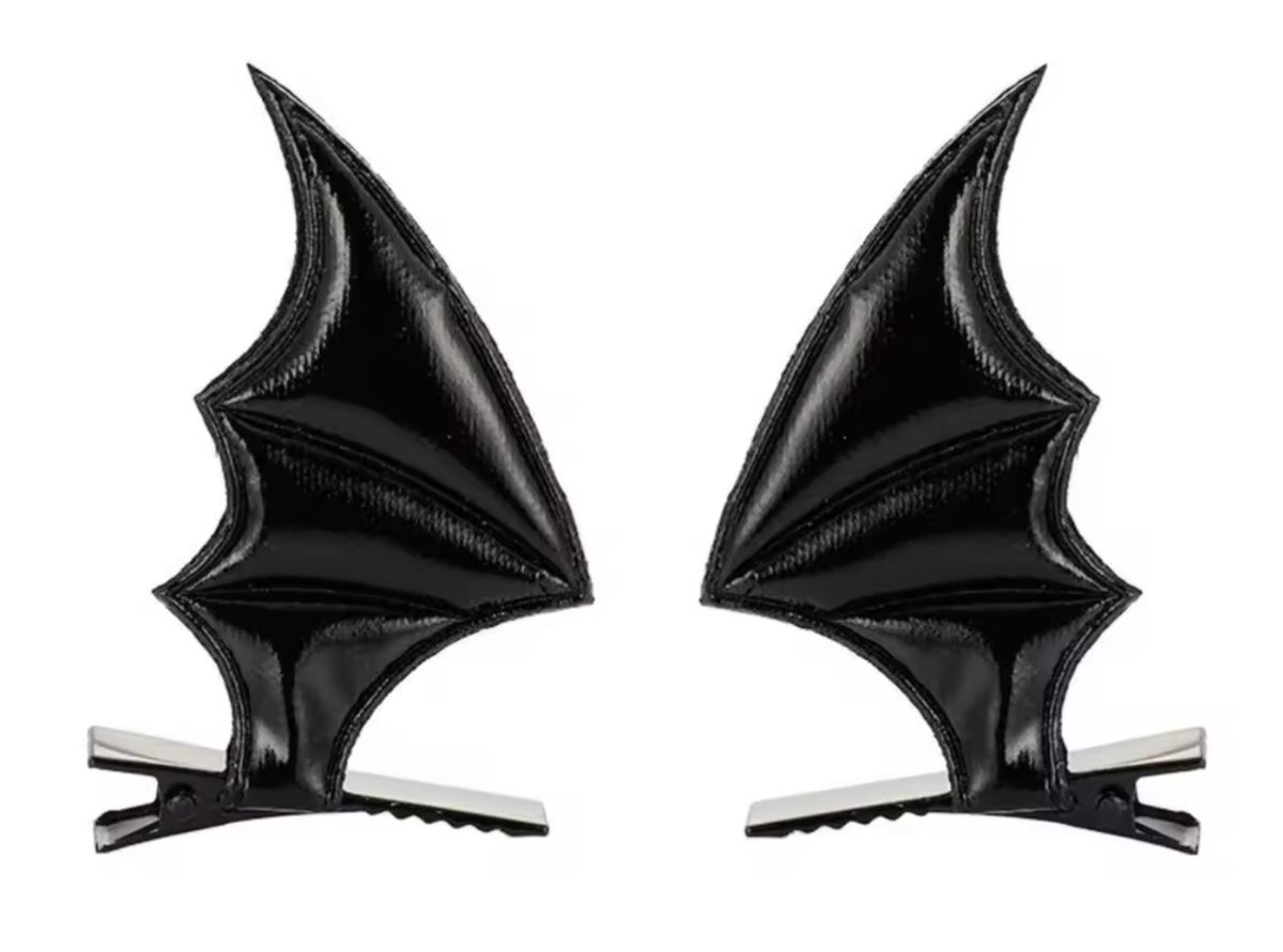 Black Bat Wings Hairclips