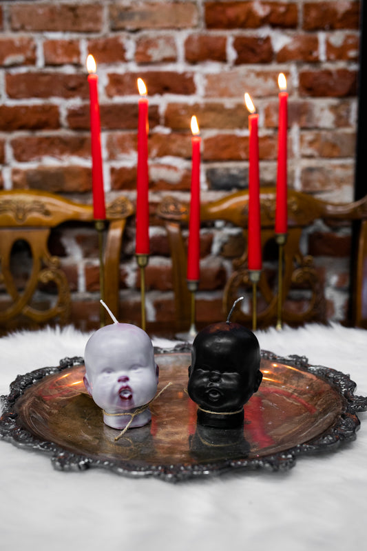 Susan Schomigs Creations Black Babydoll Head Molded Candle
