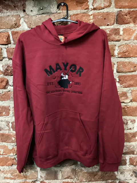 StitchnStabs Embroidered NBC Mayor Red Hoodie