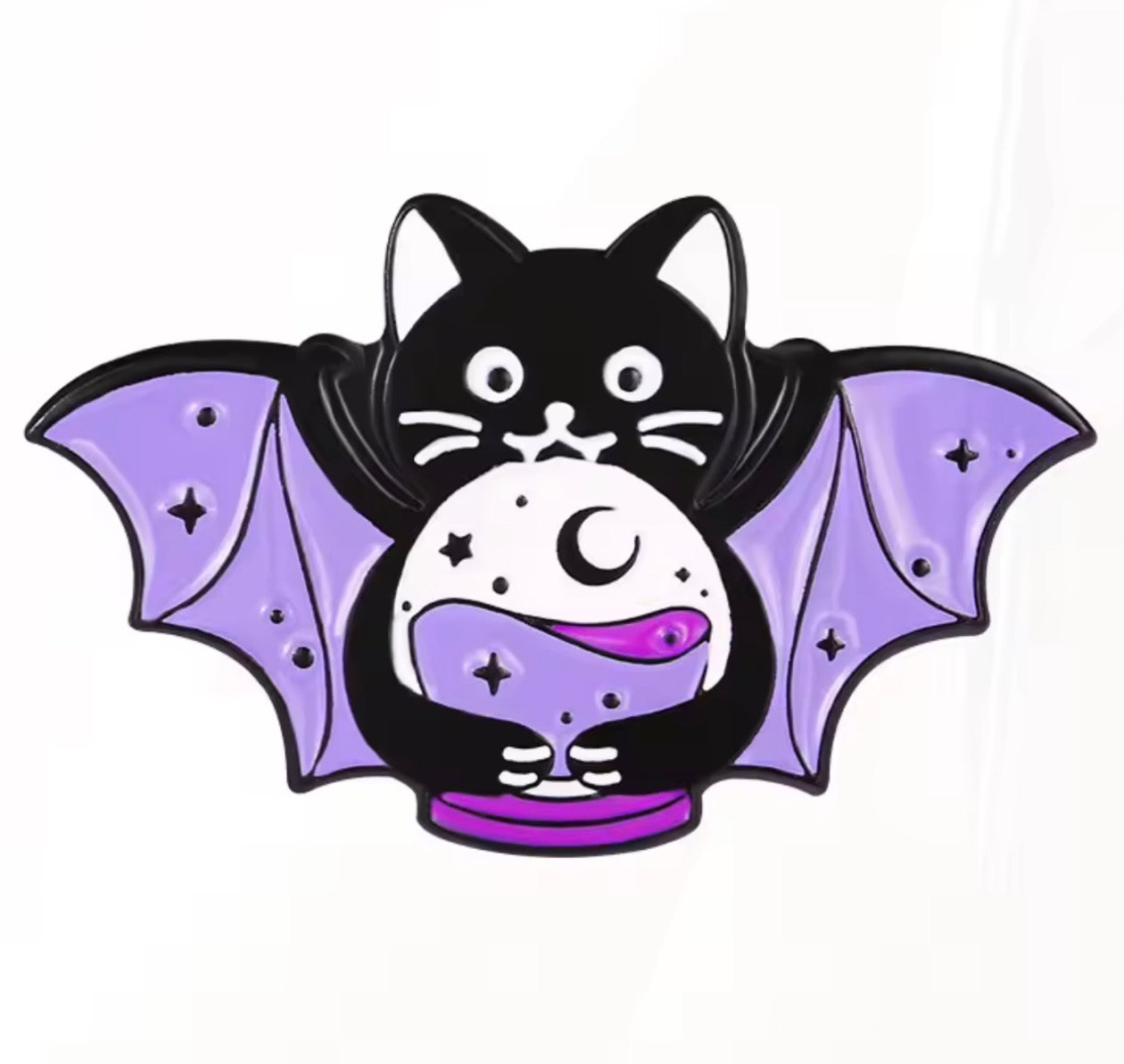 Purple Bat Cat Pin