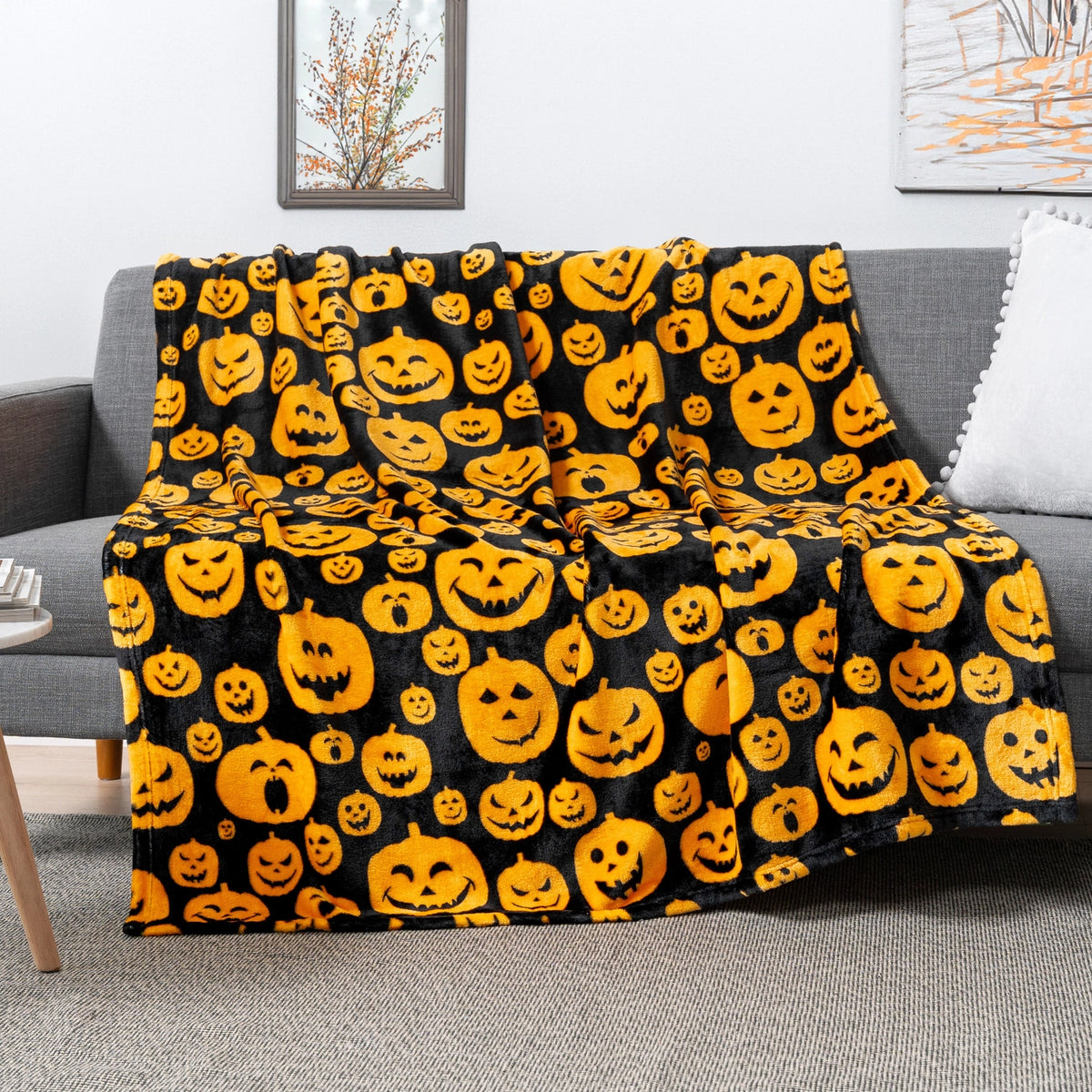 Halloween Pumpkins Fleece Throw