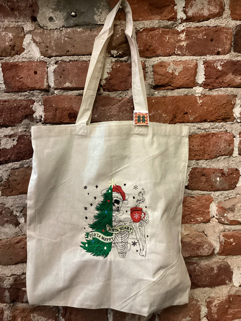StitchnStabs Embroidered Sorta Scary Sorta Merry Tote