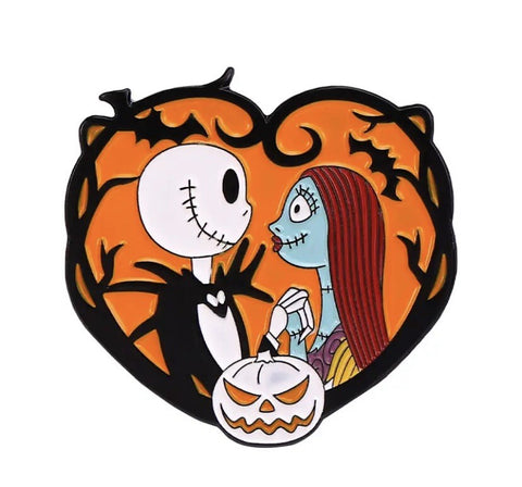 Horror Pin Jack and Sally Heart
