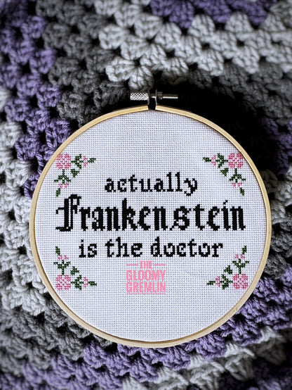The Gloomy Gremlin Frankenstein is the Doctor Cross Stitch Kit