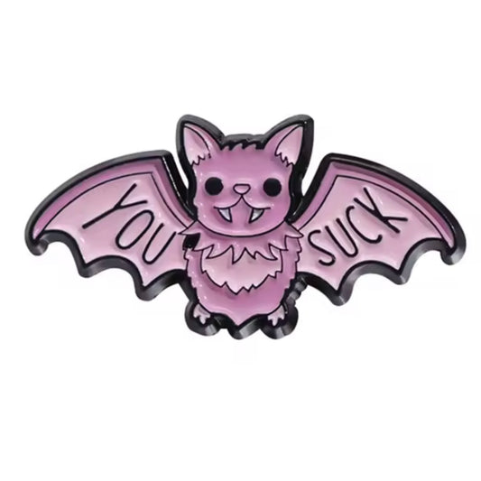 Pink You Suck Bat Pin