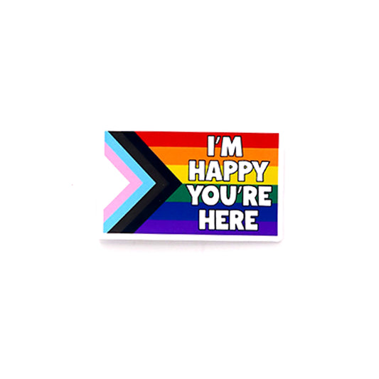 Radical Buttons I’m Happy You’re Here Flag Sticker