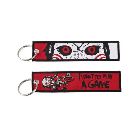 Saw Embroidered Keychain Jet Tag