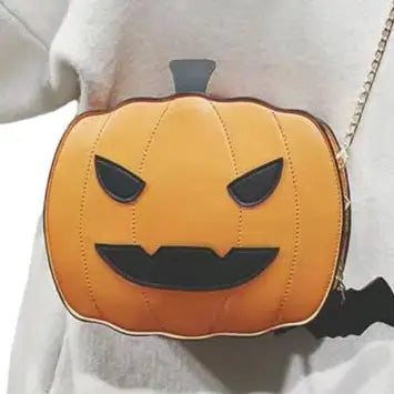 Orange Pumpkin Face Crossbody Bag
