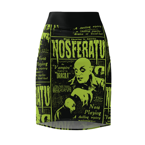 Terror Talk Shop Nosferatu Vintage Pencil Skirt