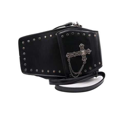 Black Studded Coffin Cross Body Purse