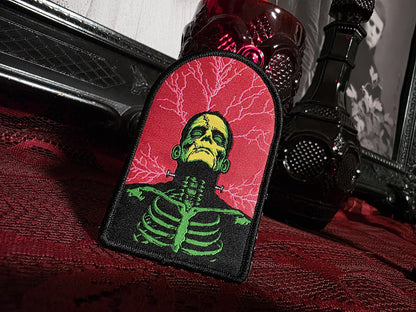 Terror Talk Frankenstein Woven Patch and Bride of Frankenstein Sticker Bundle