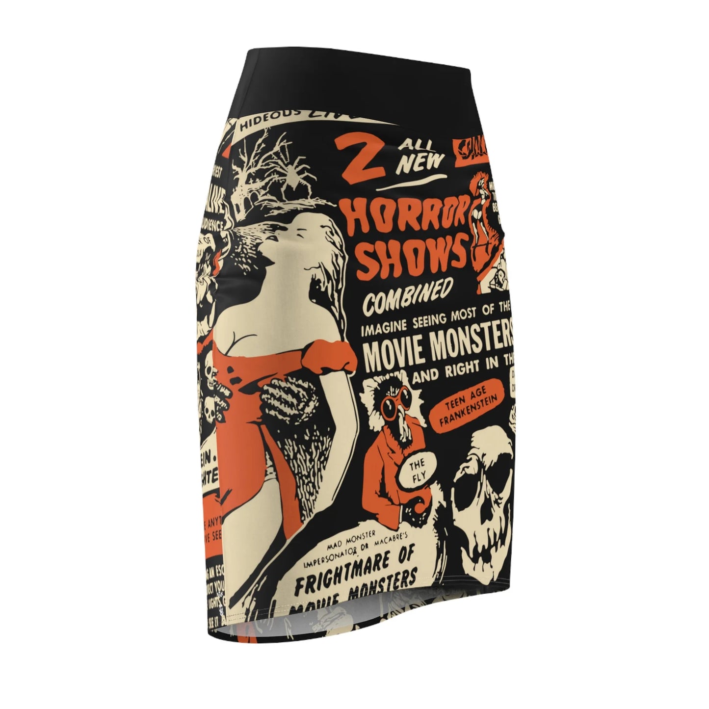 Terror Talk Shop Classic Horror Pencil Skirt