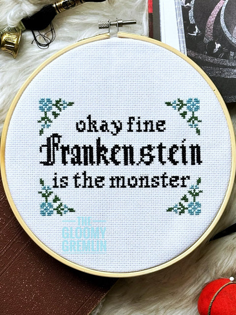 The Gloomy Gremlin Frankenstein is the Monster Cross Stitch Kit