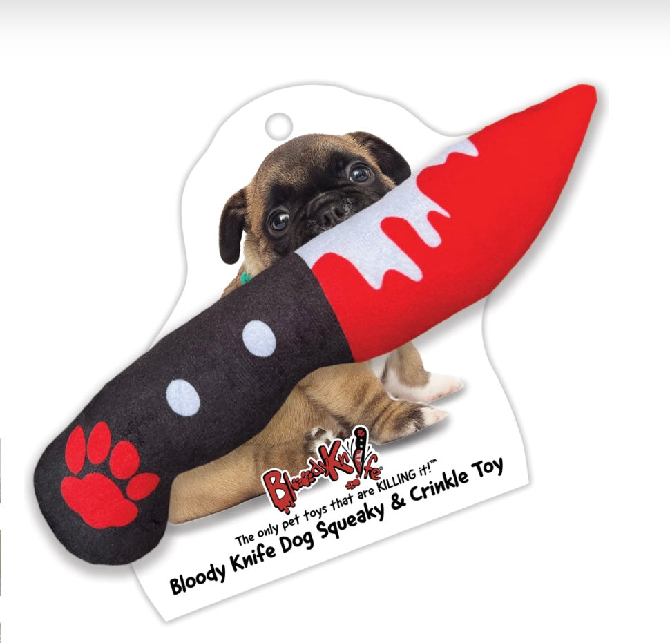 Bloody Knife Dog Squeaky Toy